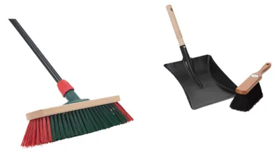 Produktbild von Novaliv Straßenbesen mit Stiel Gartenbesen Kehrgarnitur Rosshaar Besen Kehrblech (1, Gartenbesen + Kehrschaufel Set Rosshaar)