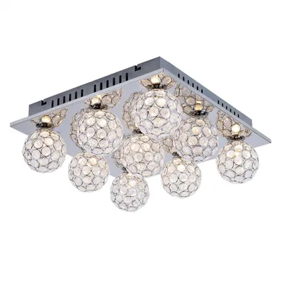 Produktbild von Deckenleuchte, 9-Flammig, Kristalle, Kugeln, chrom, L 37 cm