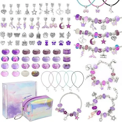 Produktbild von Famanu Bastelset für Schmuck - 80-teilig, Geschenkbox, DIY Armband-Set