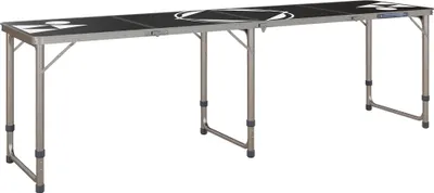Produktbild von Outsunny beer pongový stôl skladací kempingový stôl 240 x 60 cm skladací stôl výškovo nastaviteľný cestovný stôl na záhradu, balkón, hliník, čierny