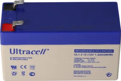 Produktbild von UL1.3-12 Ultracell Blei Akku 12 Volt, 1,3Ah mit 2 Faston 4,8mm Kontakten