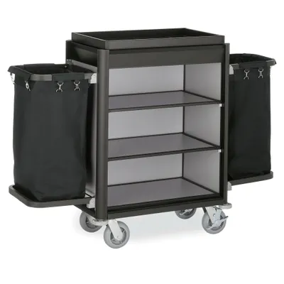 Produktbild von Zimmerservicewagen / Wäschewagen, schwarz / grau, 2 Behälter