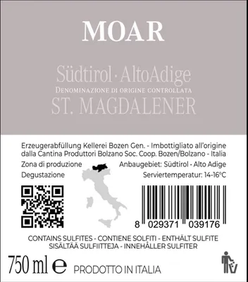 Produktbild von 12er Karton 2023 MOAR St. Magdalener Classico Südtirol von Kellerei Bozen - Rotwein