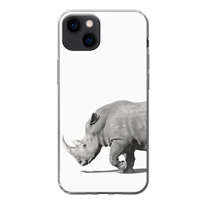 Produktbild von MuchoWow® Handyhülle Schutzhülle Hülle für iPhone 13 Rhinozeros - Tiere - Weiß Silikon Softcase Handy Hülle - Karteninhaber