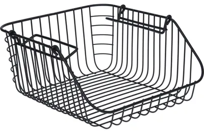 Produktbild von Aufbewahrungskorb - schwarz - stapelbar - 30 x 27 x 14 cm - Drahtkorb