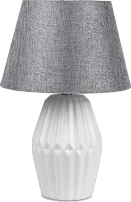 Produktbild von Tischlampe Relief rund matt weiß H. 46cm mit silbernem Schirm Formano
