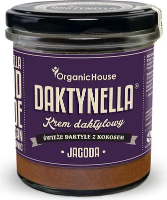 KREM KOKOS - DAKTYLE MEDJOOL - JAGODA BEZGLUTENOWY BIO 280 g - ORGANICHOUSE (DAKTYNELLA)