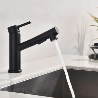 Produktbild von Wasserhahn Küche HOMELIVE 360°Schwenkbar Armatur Küche mit Brause Zwei Wasserstrahlarten Mischbatterie Küche Schwarz Spülarmaturen Küche Einhebel