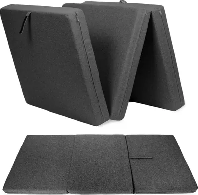 Produktbild von sunnypillow Premium Klappmatratze 120 x 195 x 15cm Anthrazit | 3-teilige Faltmatratze mit abnehmbarem Bezug | Schaumstoff extra dick 15cm | Matratze faltbar klappbar Gästematratze Reisematratze |