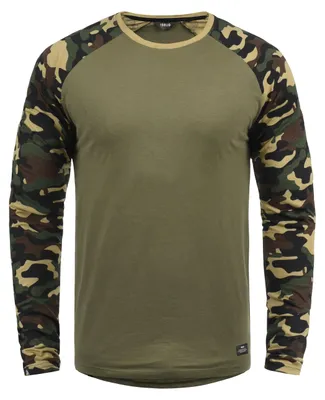 Produktbild von SOLID SDCajus Herren Longsleeve Langarmshirt Shirt mit Camouflage-Muster Rundhals-Ausschnitt Baumwollmischung Regular fit