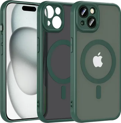 Immagine prodotto di Custodia magnetica per iPhone 15 Custodia protettiva Magsafe Telaio in TPU antiurto forte anello magnetico, verde