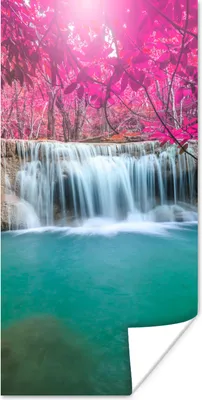 Produktbild von MuchoWow® Poster Wasserfall - Baum - Rosa - Natur 20x40 cm - Plakat - Foto