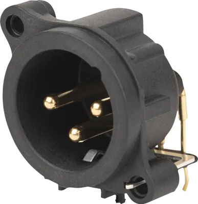 Produktbild von Neutrik XLR 3-pin male chassis Vergoldet - horizontale Leiterplattenmontage - IP40 - black