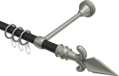 Produktbild von Interdeco Gardinenstange / Vorhangstange Schwarz / Chrom matt, Typ Primus Matteo (Pfeil), 16 mm Ø 1-läufig, 480 cm
