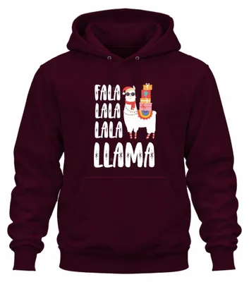 Produktbild von Fa La La La Llama Weihnachten Alpaka Cool Christmas X-Mas Hoodie Kapuzenpullover, Burgundy, XL