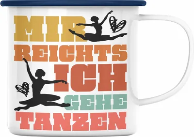 Produktbild von Trendation - Ballett Ballerina Tänzerin Emaille Tasse Mädchen Geschenk Frauen Tanzen Geschenkidee Emaille Emaille Tasse (Blau)