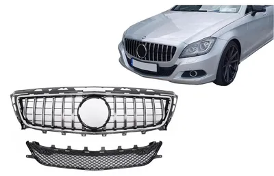 Imagen del producto de Rejilla delantera para Mercedes CLS W218 C218 X218 2011-2014, estilo GT-R Panamericana, cromada.