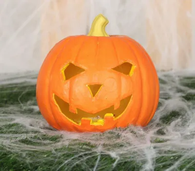 Halloween-Pumpenlampe, leuchtend, orange, 16 cm