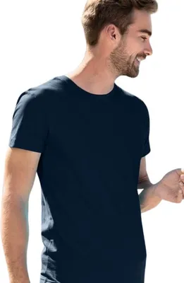 Produktbild von Eng anliegendes Herren-T-Shirt, 100% Baumwolle, unbedruckt, einfarbig, 180g/m2, Farbe dunkelblau, Größe M
