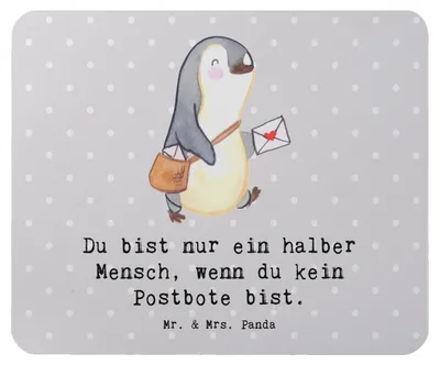 Produktbild von Mr. & Mrs. Panda Mouse Pad Postbote Herz - Grau Pastell - Geschenk, Mousepad, computer, laptop, Mauspad, Briefträger, Briefzusteller