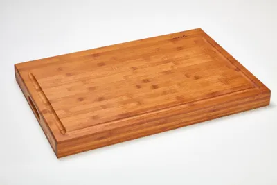 Produktbild von 2-1 XXL (60 x 40 x 5 cm) Schneid-Holzblock Schneidebrett & Servierbrett aus Bambus