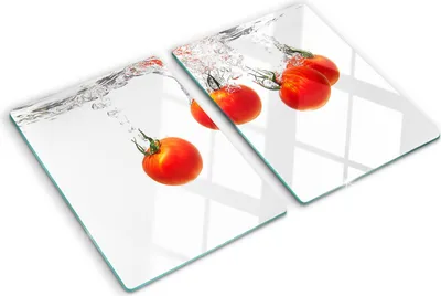 Imagen del producto de Cubierta para placa de cocina – Cubierta para placa de inducción – Placa de vidrio protectora – 2x40x52 cm – Placas de vidrio protectoras para cocina – Vidrio templado – Tomates bajo el agua