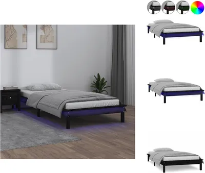 Obrázok produktu pre vidaXL Posteľ z masívu s LED diódami čierna 75x190 cm - Postele a rámy postelí