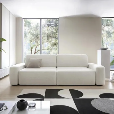 Produktbild von Design Sofa OLMI Raven 22 Creme Beige Schlafsofa Bettkasten 257cm Abgerundet