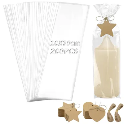 Productafbeelding van Kaarsenzakjes, set van 200 stuks, cellofaanzakjes, 10 x 30 cm