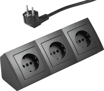Produktbild von McPower Steckdosenblock Unterbausteckdosen | Flair | Ecksteckdose 3-Fach Steckdosen Schutzkontakt, 2m Kabel mit Stecker, 250V / 16A, Aufbau (anthrazit)