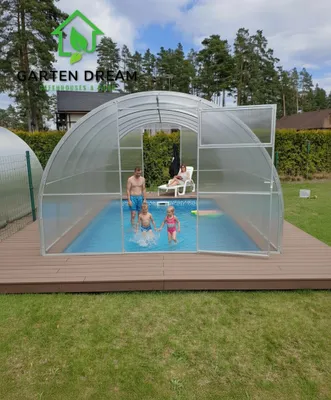 Produktbild von Poolabdeckung von Garten Dream. 3x10M mit 4mm polycarbonate Ganzjährige Nutzung. Schnee- und winddicht