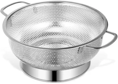 Productafbeelding van Ibenzoa® RVS keukensieve, diameter 22,5 cm (RVS 304) – Sieve voor pasta, groenten en fruit, roestvrij, vaatwasmachinebestendig, met twee ergonomische handgrepen