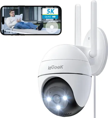 Produktbild von ieGeek 5MP WLAN-Überwachungskamera für den Außenbereich, PTZ-Außen-IP-Kamera mit farbiger Nachtsicht, Bewegungserkennung, automatischer Verfolgung