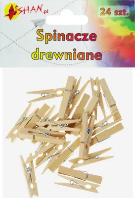 Zdjęcie produktu dla Spinacze drewniane klamerki naturalne 3.5 cm 24 szt Shan SS03