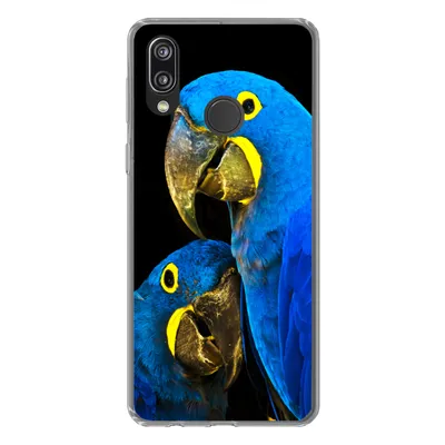 Produktbild von MuchoWow® Handyhülle Schutzhülle Hülle für Huawei P20 Lite (2020) Papagei - Vogel - Federn - Blau Silikon Softcase Handy Hülle - Kartenhalter