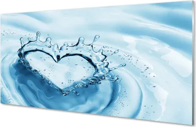 Produktbild von Glasbilder 140x70 Wandkunst Wassertropfen Herz