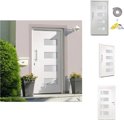Produktbild von vidaXL Haustür Aluminium und PVC Weiß 100x200 cm -  Haustüren