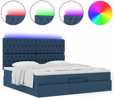 Produktbild von Ottoman-Bett mit Matratze & LEDs Blau 180x200 cm Stoff