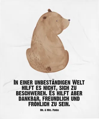 Produktbild von Mr. & Mrs. Panda Babydecke Bär Schulterblick - Weiß - Geschenk, Fleecedecke, Motivation, Weltansicht, Bären, Teddy, Plaid, Selbstachtung, Kinderdecke, Schmusedecke