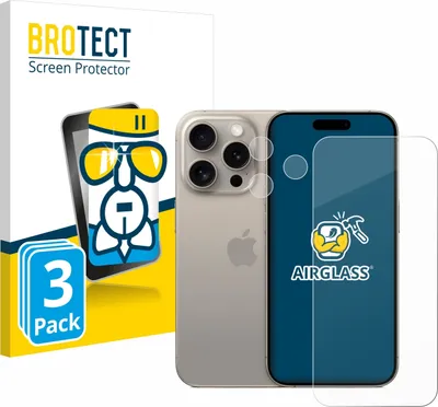 Produktbild von 3x BROTECT Schutzglas für Apple iPhone 15 Pro (Display+Kamera) Schutzfolie Panzer Folie Glas Display Schutz klar