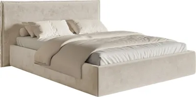 Obrázok produktu pre Selsey Softie - Čalúnená posteľ 160×200 s roštom a roštovým rámom, velúr, béžová