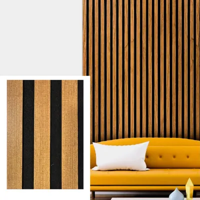 Immagine prodotto di 4 pannelli fonoassorbenti decorativi flessibili in mdf per uso interno teak 60x275 cm