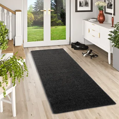 Produktbild von Hochflor Velours Läufer Teppich Luna Anthrazit, Größe:80x200 cm