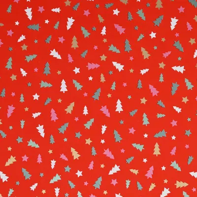 Obrázok produktu pre Cilgro darčekový papier Vianočné stromčeky červený 150 m x 50 cm na balenie darčekov