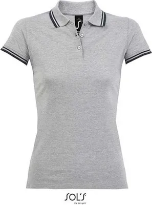 Produktbild von SOLs 00578 | Damen Polo Shirt Pasadena - Farbe: Grey Melange/Navy - Größe: M