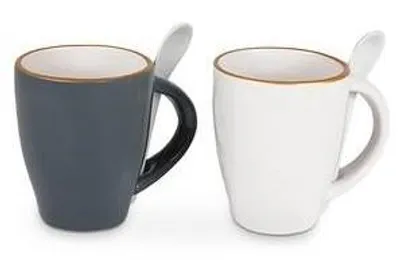 Produktbild von Tasse mit Löffel, 2 Stück. Durchmesser: 11/8 x 10 cm (Set mit 3)