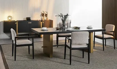 Obrázok produktu pre Čierny jedálenský stôl, 4 stoličky, konzola, moderný, 220x77x103 cm