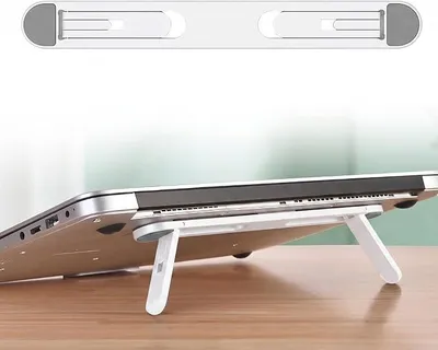 Produktbild von PolkaHome® Faltbarer Laptopständer, höhenverstellbar, tragbar, universell für Laptops bis 8,66 Zoll, weiß