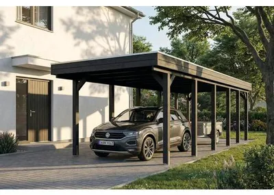 Produktbild von Einzelcarport SKAN HOLZ Friesland inkl. Pfostenanker, EPDM Folie 320 x 860 cm anthrazit