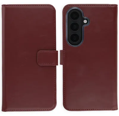 Imagen del producto de Funda de Cuero Auténtico tipo Libro para Samsung Galaxy S26 - Burgundy, Imagen generada por IA